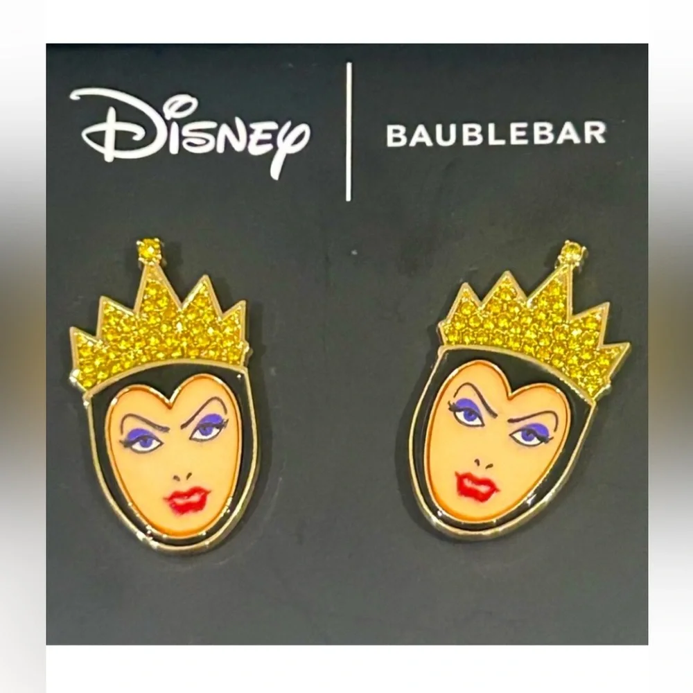 Disney nwt BaubleBar evil Queen Earrings - Gold and Purple